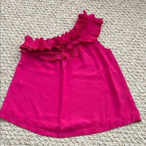 H&M Pink Ruffled Asymmetrical Blouse